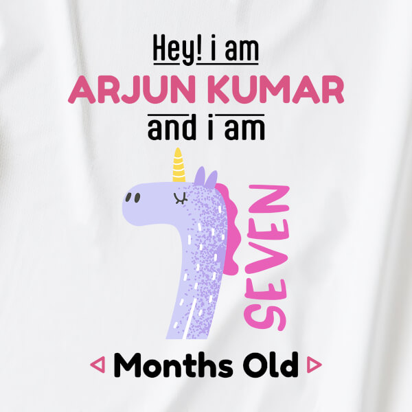 Custom Hey I Am 7 Months Old Baby Monthly Birthday Rompers Design