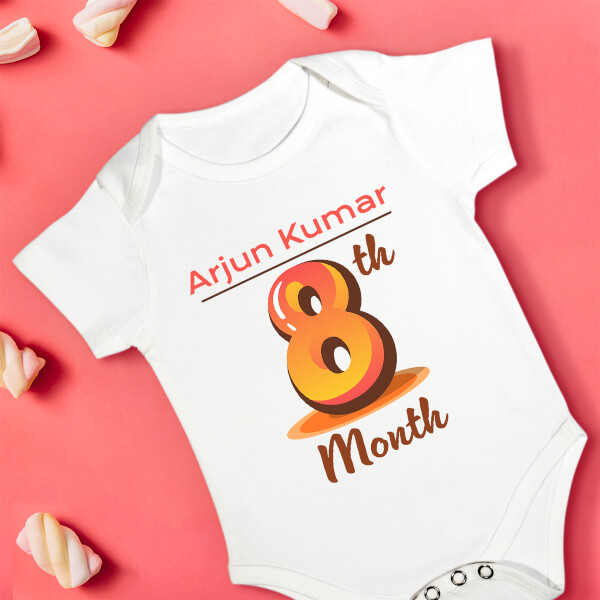 Custom 8th Month of The Baby Monthly Birthday Rompers Design