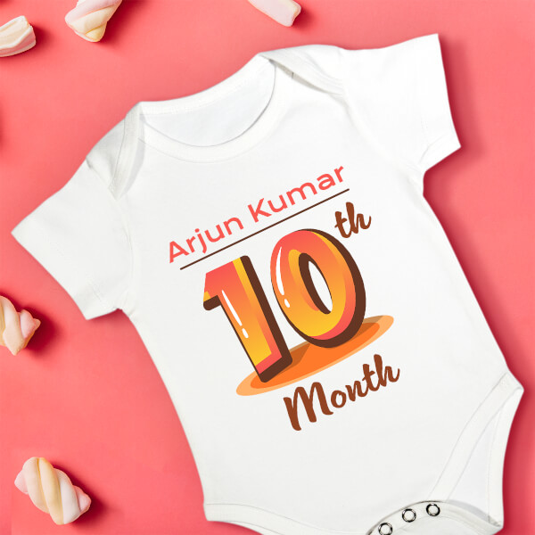 Custom 10th Month of The Baby Monthly Birthday Rompers Design
