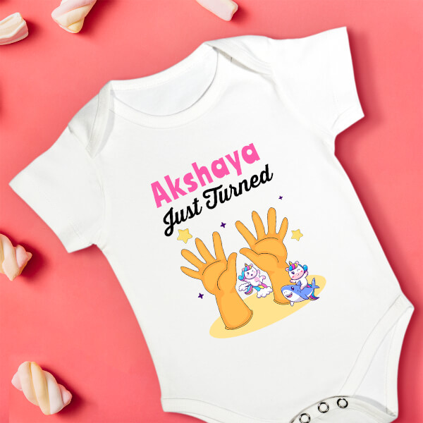 Custom Just Turned 10 Monthly Birthday Rompers Design