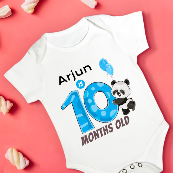 Custom Baby is 10 Months Old Cute Panda Monthly Birthday Rompers Design