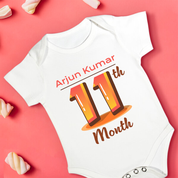 Custom 11th Month of The Baby Monthly Birthday Rompers Design