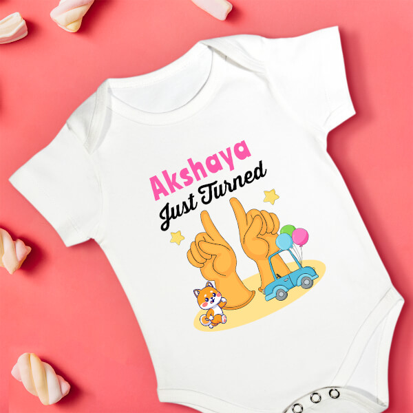 Custom Just Turned 11 Monthly Birthday Rompers Design