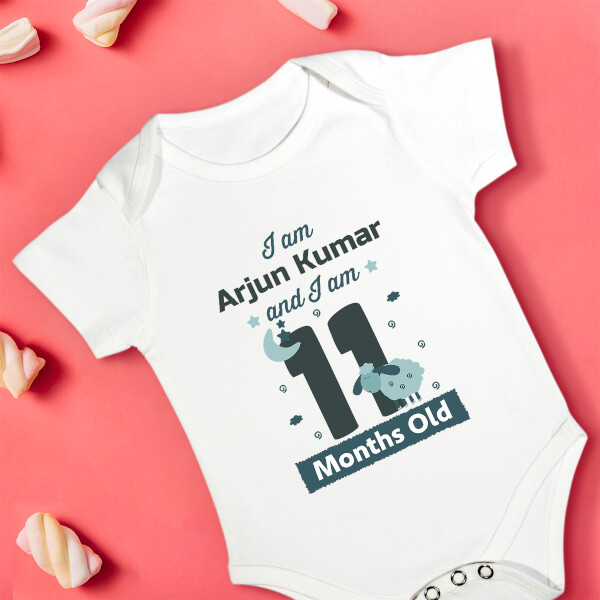 Custom I Am 11 Months Old Baby Monthly Birthday Rompers Design