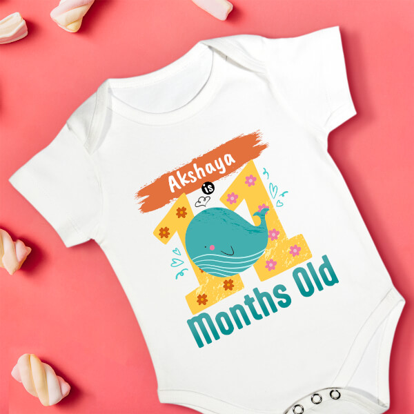 Custom Baby is 11 Months Old Monthly Birthday Rompers Design