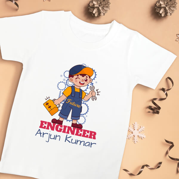 Custom Cute Kid Engineer Future Heros Tshirt Design