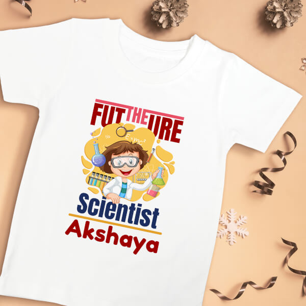 Custom The Future Scientist with Cute Kid Cartoon Future Heros Tshirt Design