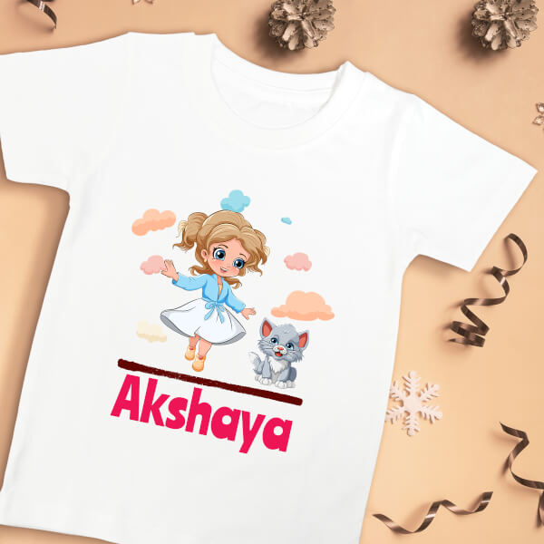 Custom The Cute Baby and The Adorable Kitten General Tshirt Design