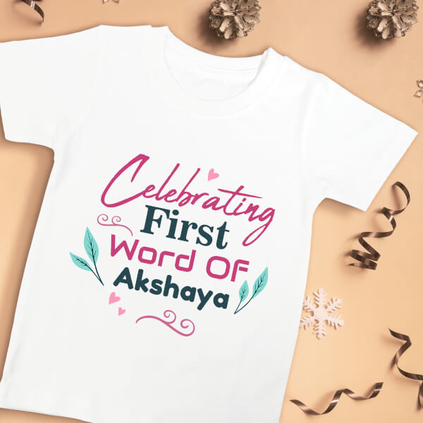 Custom Celebrating First Word of The Baby Milestone Collection Tshirt Design