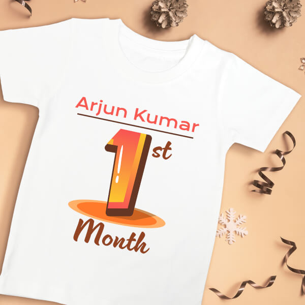 Custom 1st Month of The Baby Monthly Birthday Tshirt Design