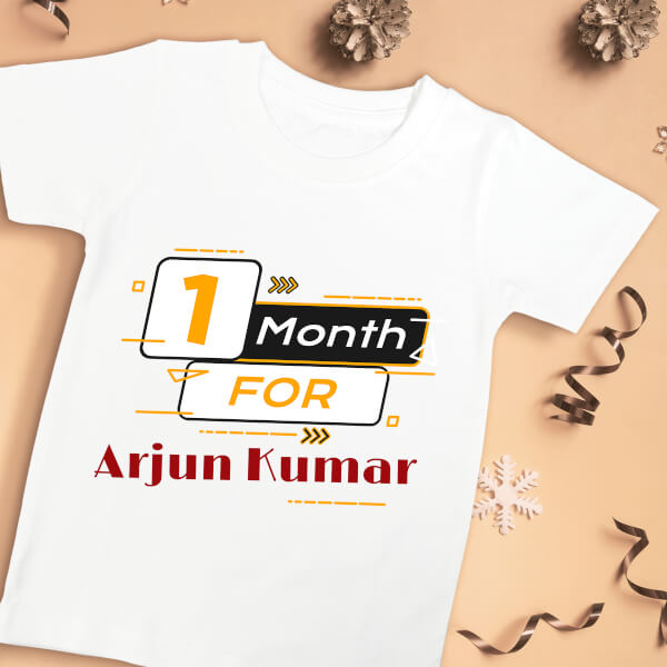 Custom 1 Month For The Baby Racing Styled Monthly Birthday Tshirt Design