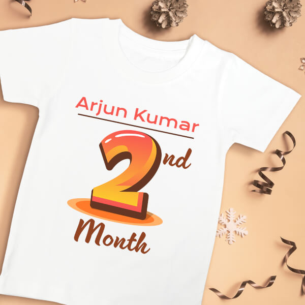 Custom 2nd Month of The Baby Monthly Birthday Tshirt Design