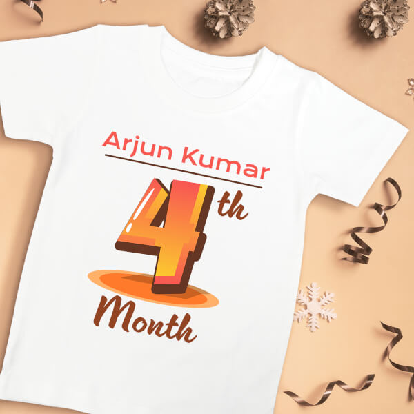 Custom 4th Month of The Baby Monthly Birthday Tshirt Design