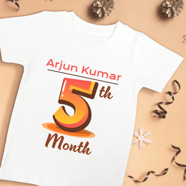 Custom 5th Month of The Baby Monthly Birthday Tshirt Design