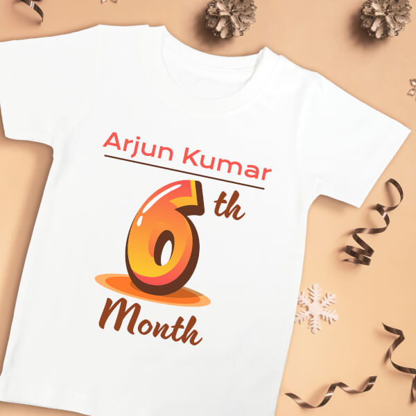 Custom 6th Month of The Baby Monthly Birthday Tshirt Design