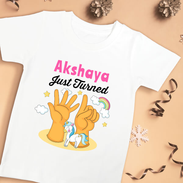 Custom Just Turned 6 Monthly Birthday Tshirt Design