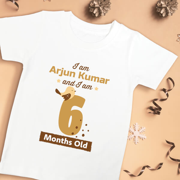 Custom I Am 6 Months Old Baby Monthly Birthday Tshirt Design