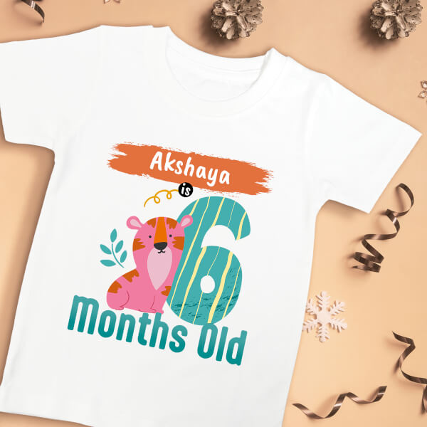 Custom Baby is 6 Months Old Monthly Birthday Tshirt Design