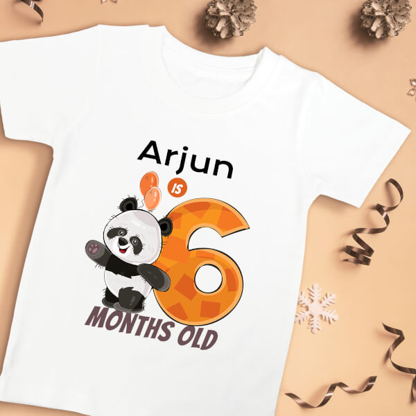 Custom Baby is 6 Months Old Cute Panda Monthly Birthday Tshirt Design