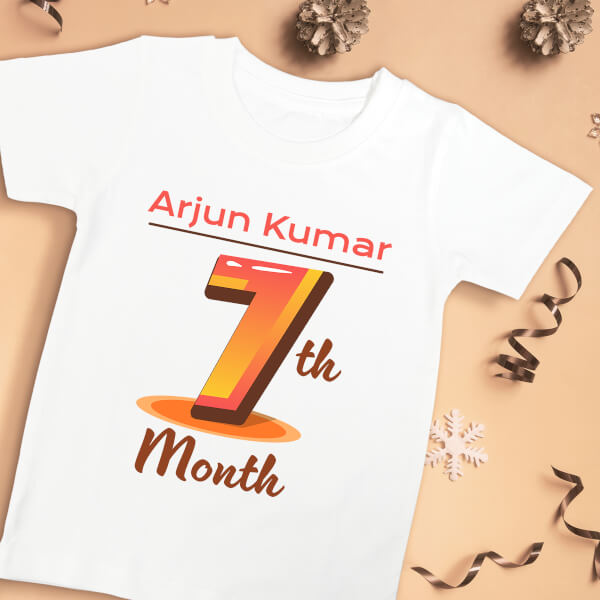 Custom 7th Month of The Baby Monthly Birthday Tshirt Design