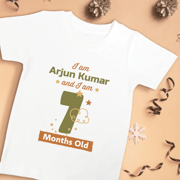 Custom I Am 7 Months Old Baby Monthly Birthday Tshirt Design
