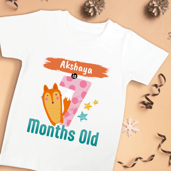 Custom Baby is 7 Months Old Monthly Birthday Tshirt Design