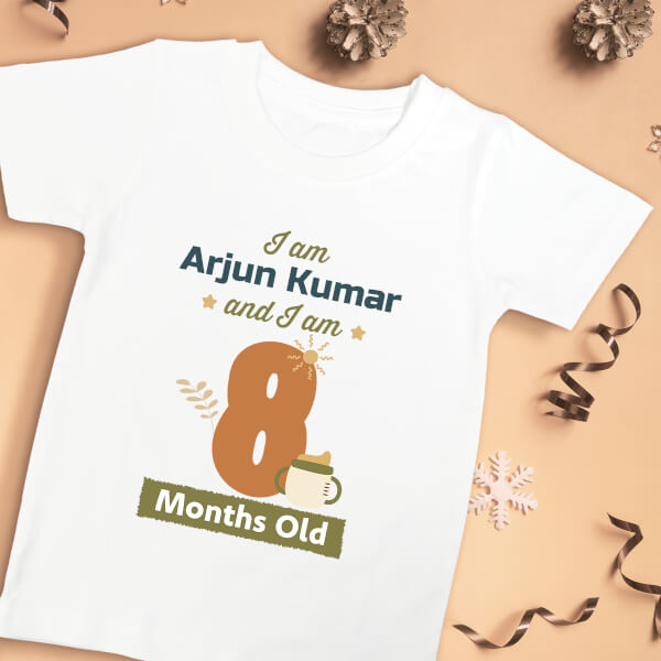 Custom I Am 8 Months Old Baby Monthly Birthday Tshirt Design