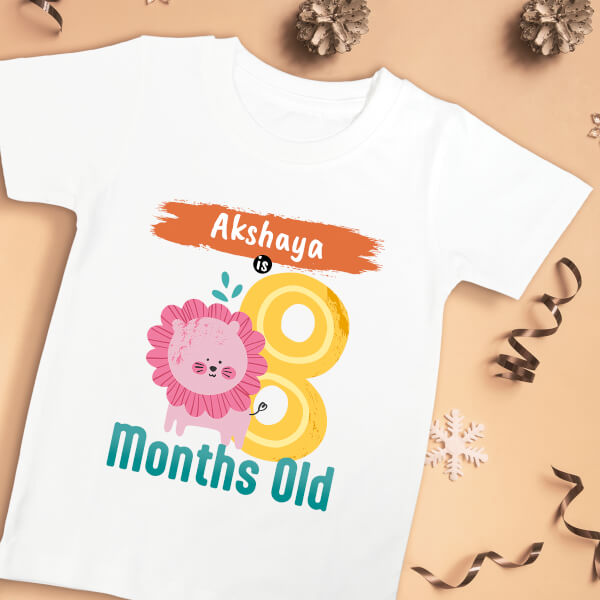 Custom Baby is 8 Months Old Monthly Birthday Tshirt Design