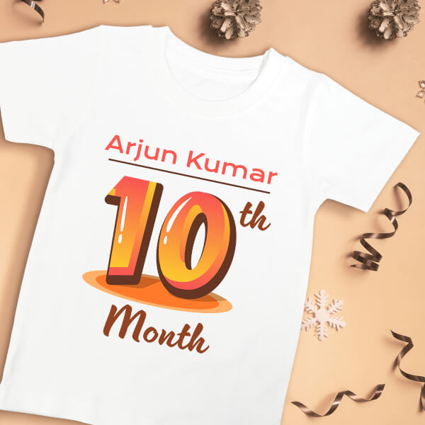Custom 10th Month of The Baby Monthly Birthday Tshirt Design