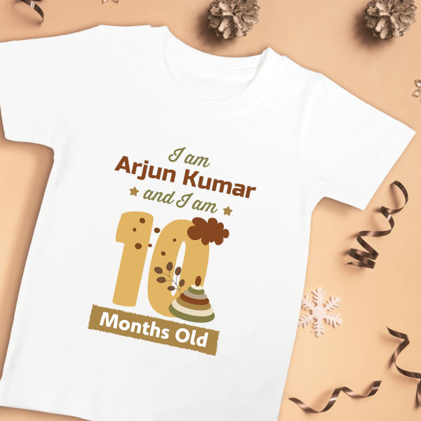 Custom I Am 10 Months Old Baby Monthly Birthday Tshirt Design