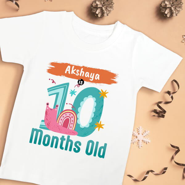 Custom Baby is 10 Months Old Monthly Birthday Tshirt Design