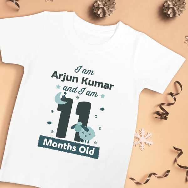 Custom I Am 11 Months Old Baby Monthly Birthday Tshirt Design