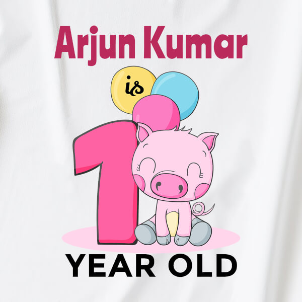 Custom Baby is 1 Year Old with Balloons Yearly Birthday Tshirt Design