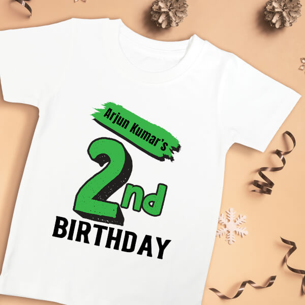 Custom 2nd Birthday of The Kid Paint Brush Styled Yearly Birthday Tshirt Design