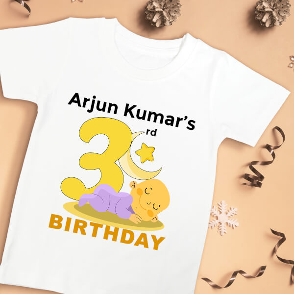 Custom 3rd Birthday of The Sleeping Kid Yearly Birthday Tshirt Design