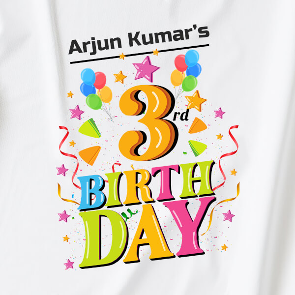 Custom 3rd Birthday of The Kid with Party Balloons Yearly Birthday Tshirt Design