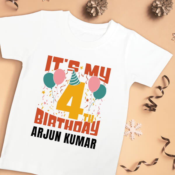 Custom Its My 4th Birthday Yearly Birthday Tshirt Design