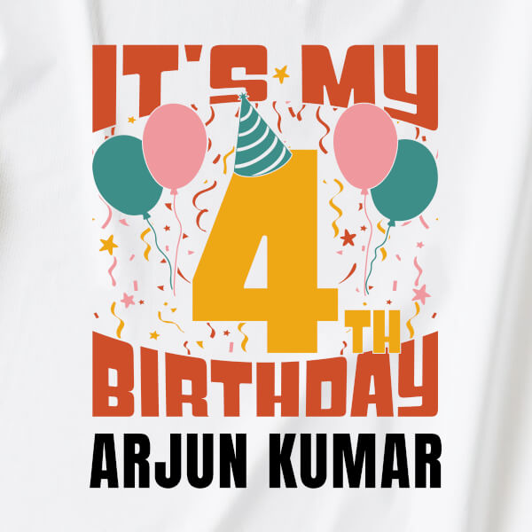Custom Its My 4th Birthday Yearly Birthday Tshirt Design