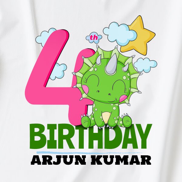 Custom 4th Birthday of The Kid with Cute Dinosaur Yearly Birthday Tshirt Design