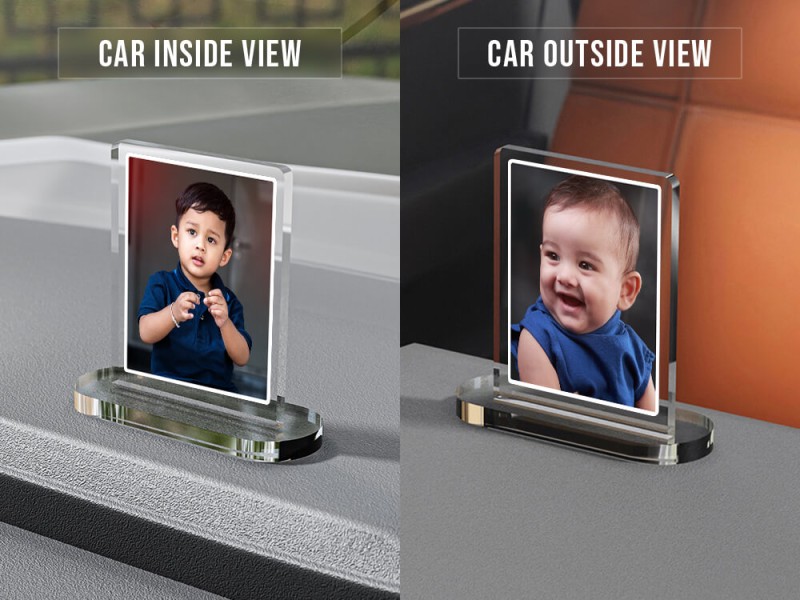Custom Full Pic Upload Design: Portrait Acrylic Dashboard Photo Stand with Image Printing
