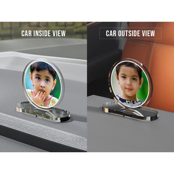 Full Pic Upload Design: Round Shaped Acrylic Dashboard Photo Stand with Image Printing Full Pic Upload Design: Round Shaped Acrylic Dashboard Photo Stand with Image Printing