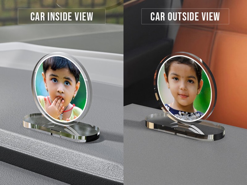 Custom Full Pic Upload Design: Round Shaped Acrylic Dashboard Photo Stand with Image Printing