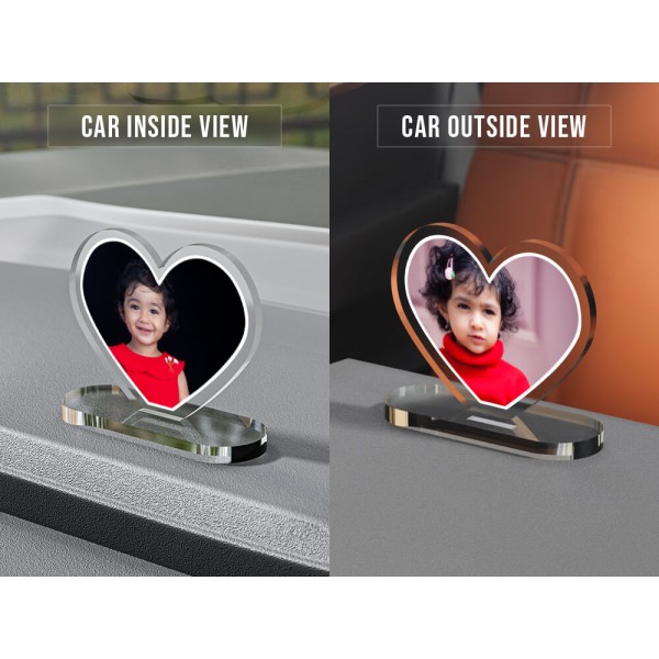 Full Pic Upload Design: Love Shaped Acrylic Dashboard Photo Stand with Image Printing Full Pic Upload Design: Love Shaped Acrylic Dashboard Photo Stand with Image Printing