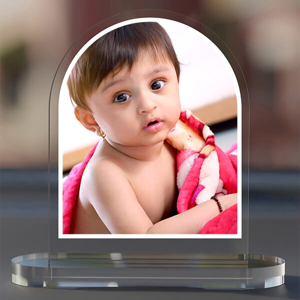 Custom Full Pic Upload Design: Dome Acrylic Dashboard Photo Stand with Single Sided Image Printing 