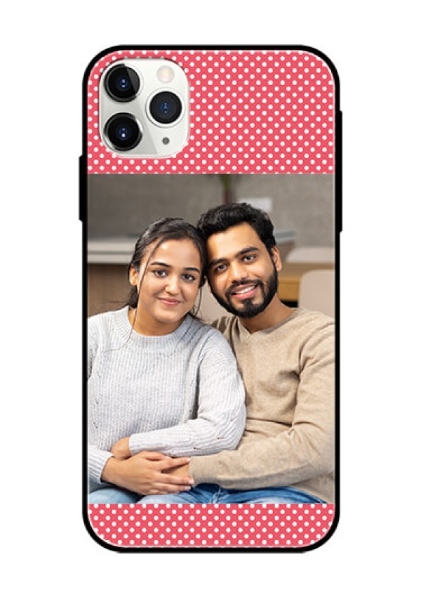 Apple iPhone 11 Pro Max Custom Glass Phone Case  - White Dotted Design