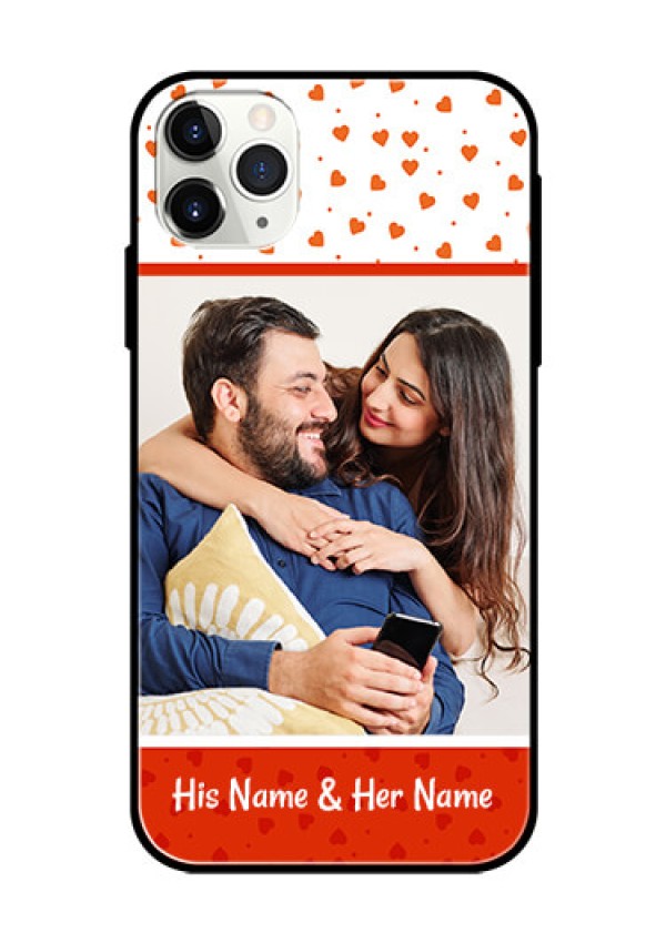 Apple iPhone 11 Pro Max Custom Glass Phone Case  - Orange Love Symbol Design