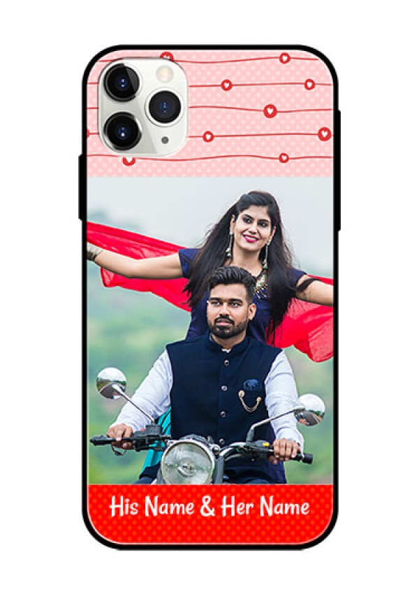 Apple iPhone 11 Pro Max Personalized Glass Phone Case  - Red Pattern Case Design