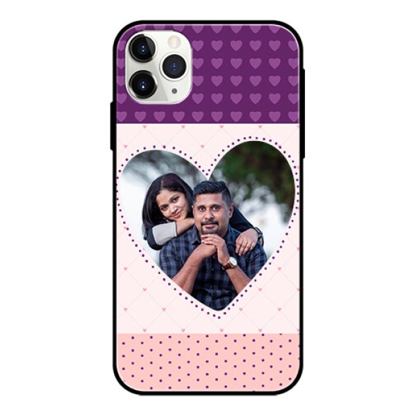 Apple iPhone 11 Pro Max Custom Glass Phone Case  - Violet Love Dots Design