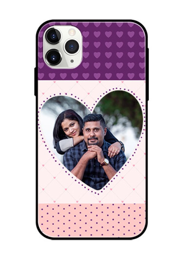 Apple iPhone 11 Pro Max Custom Glass Phone Case  - Violet Love Dots Design