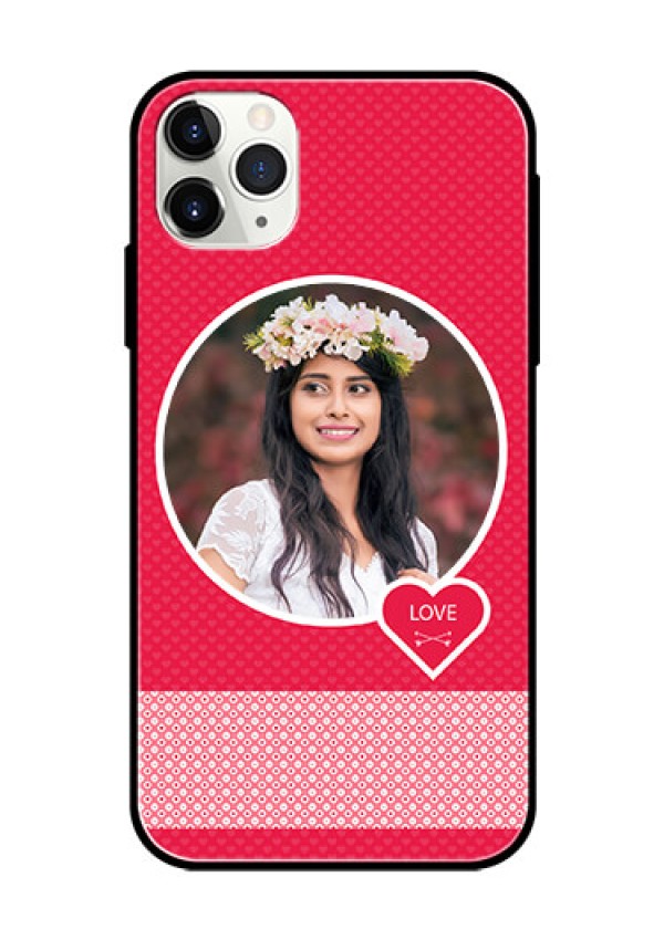 Apple iPhone 11 Pro Max Personalised Glass Phone Case  - Pink Pattern Design